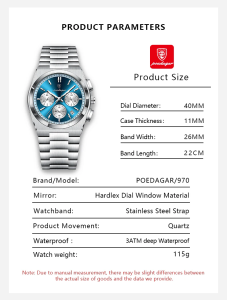 POEDAGAR 970 Luxury Watch For Men Sports Wristwatch